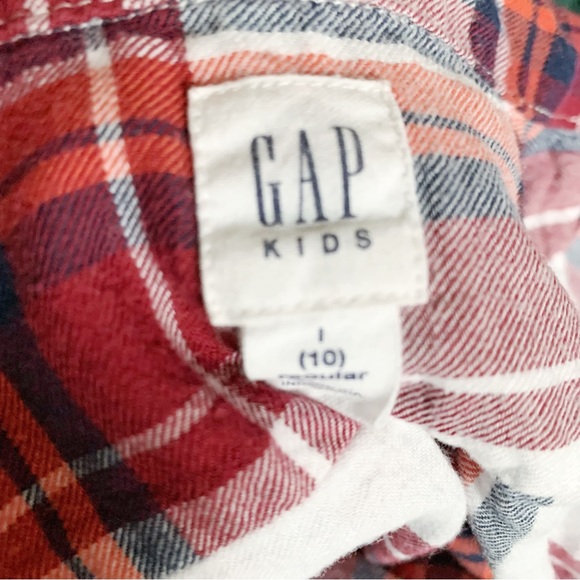 GAP KIDS Red Plaid Flannel Button Down Shirt L - Picture 3 of 3